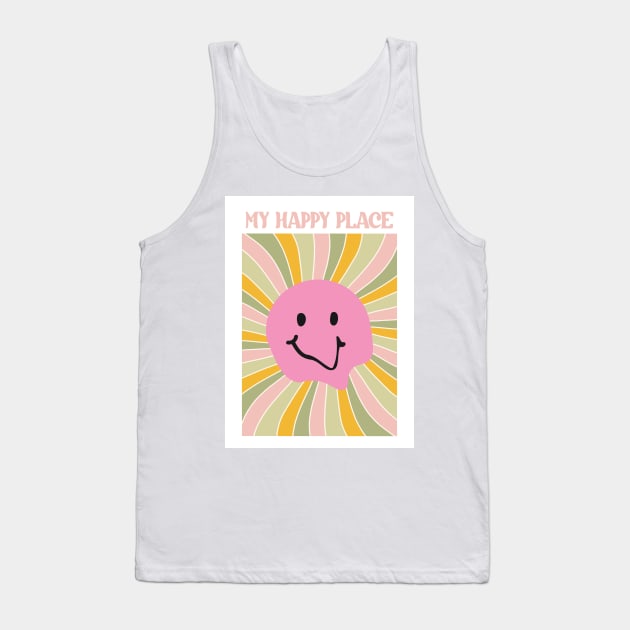 My happy place pink smiley Tank Top by calamarisky